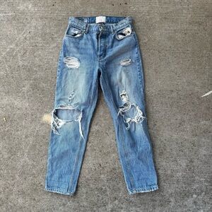 REVICE High Rise Distressed Blue Jeans